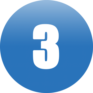 3 Zahl 3 in einem blauen Kreis