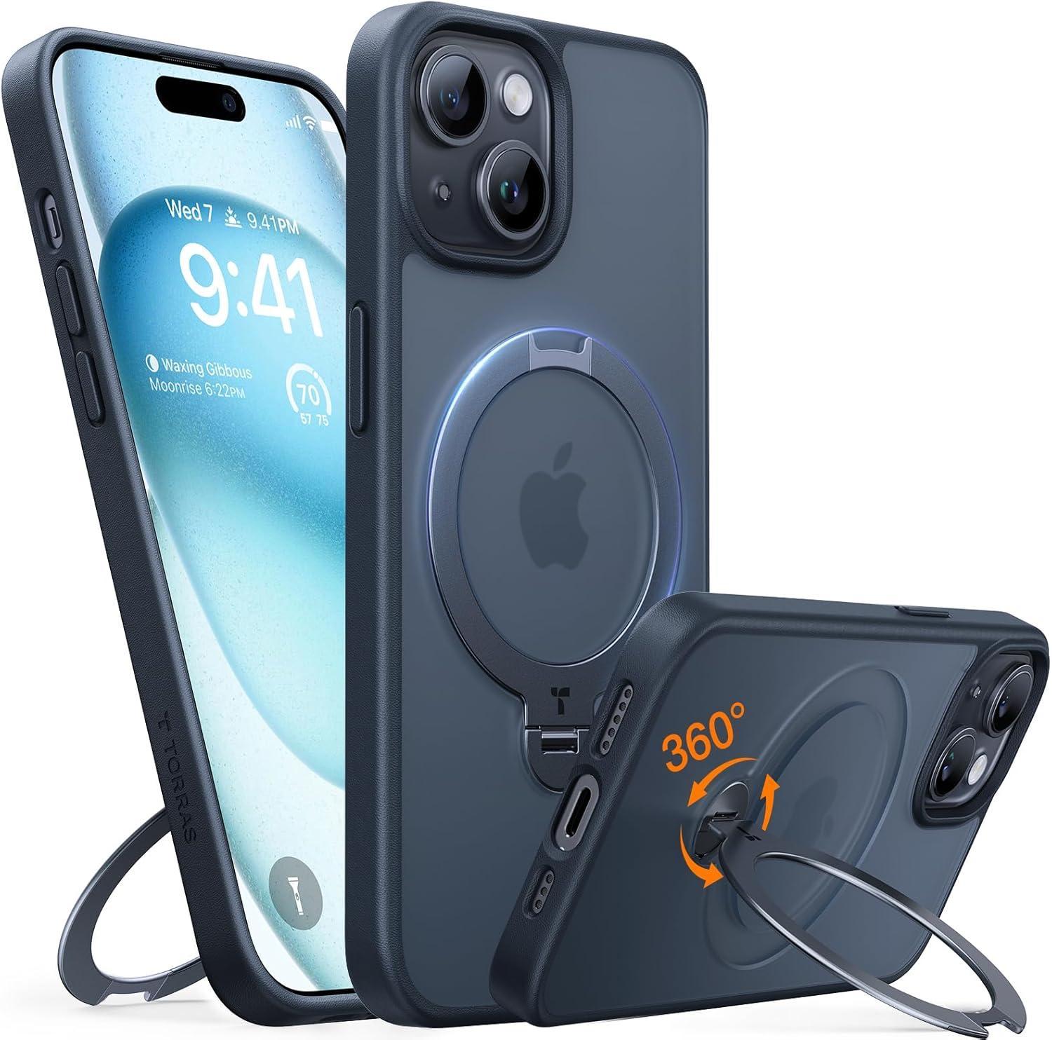 UPRO Ostand Spin Series für iPhone 15 Black Handyhülle
