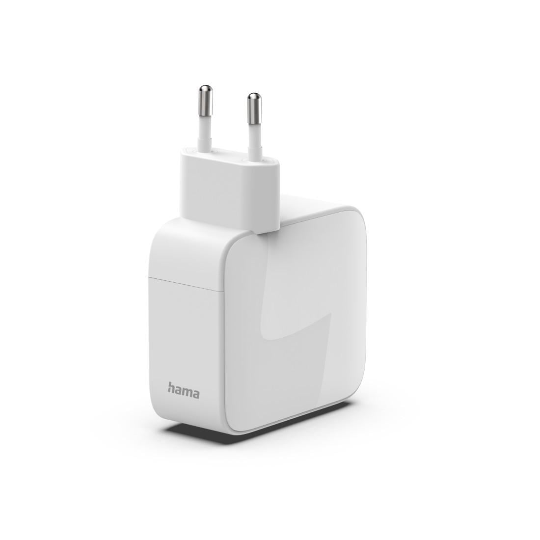 Schnellladegerät, GaN, 2x USB-C, ausziehbares Ladekabel, PD, 65 W, Weiß (00200025)