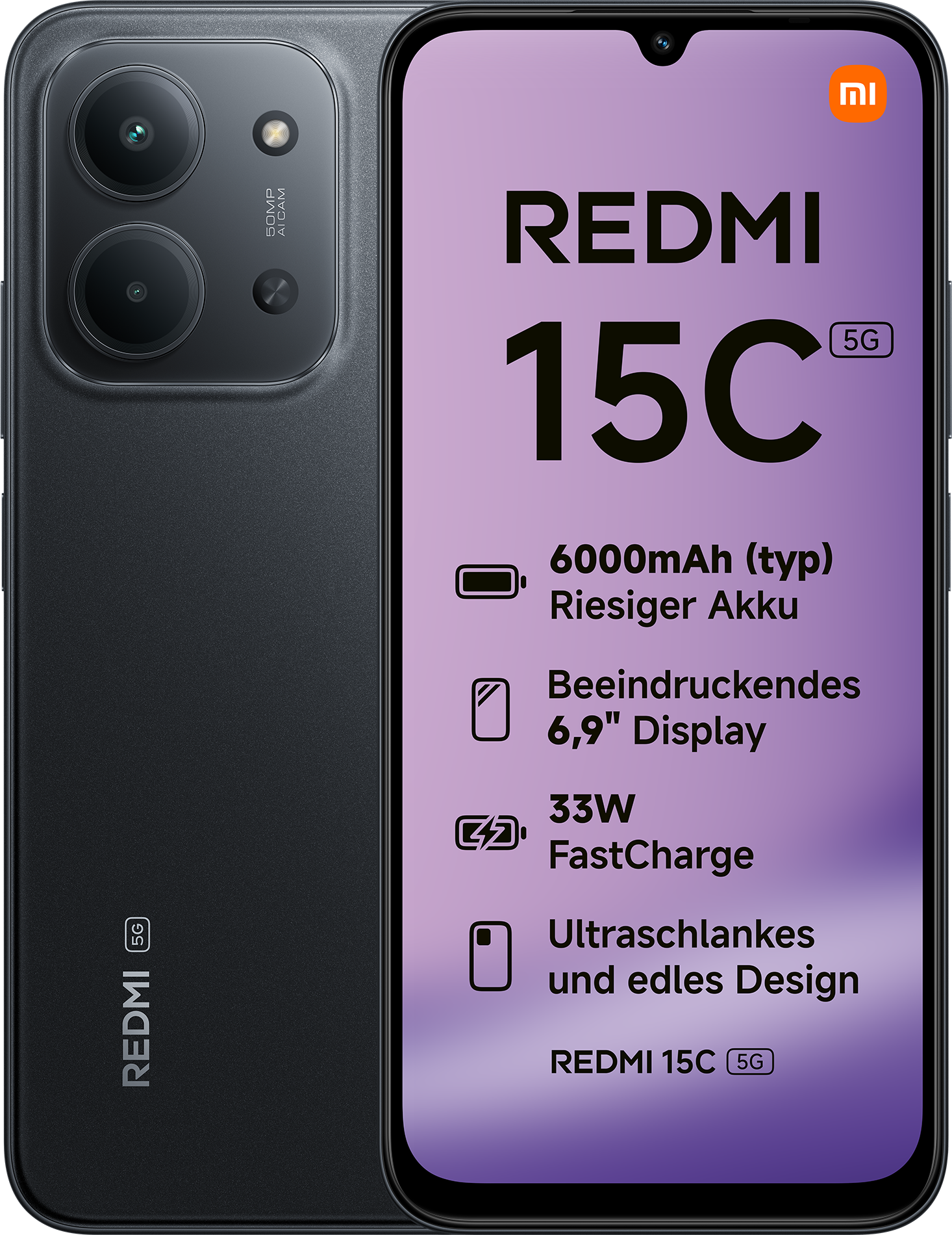 Redmi 15C 5G 4GB+128GB Midnight Black Smartphone