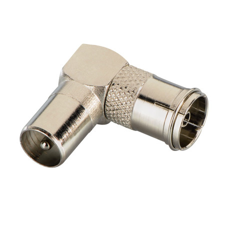 Antennen-Adapter, Koax-Stecker - Koax-Kupplung, 90°