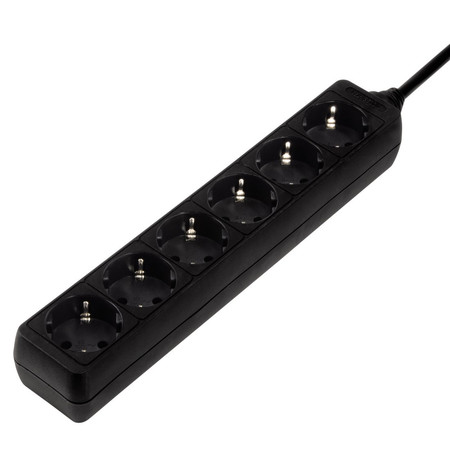 Steckdosenleiste, 6-fach, 1,4 m, schwarz