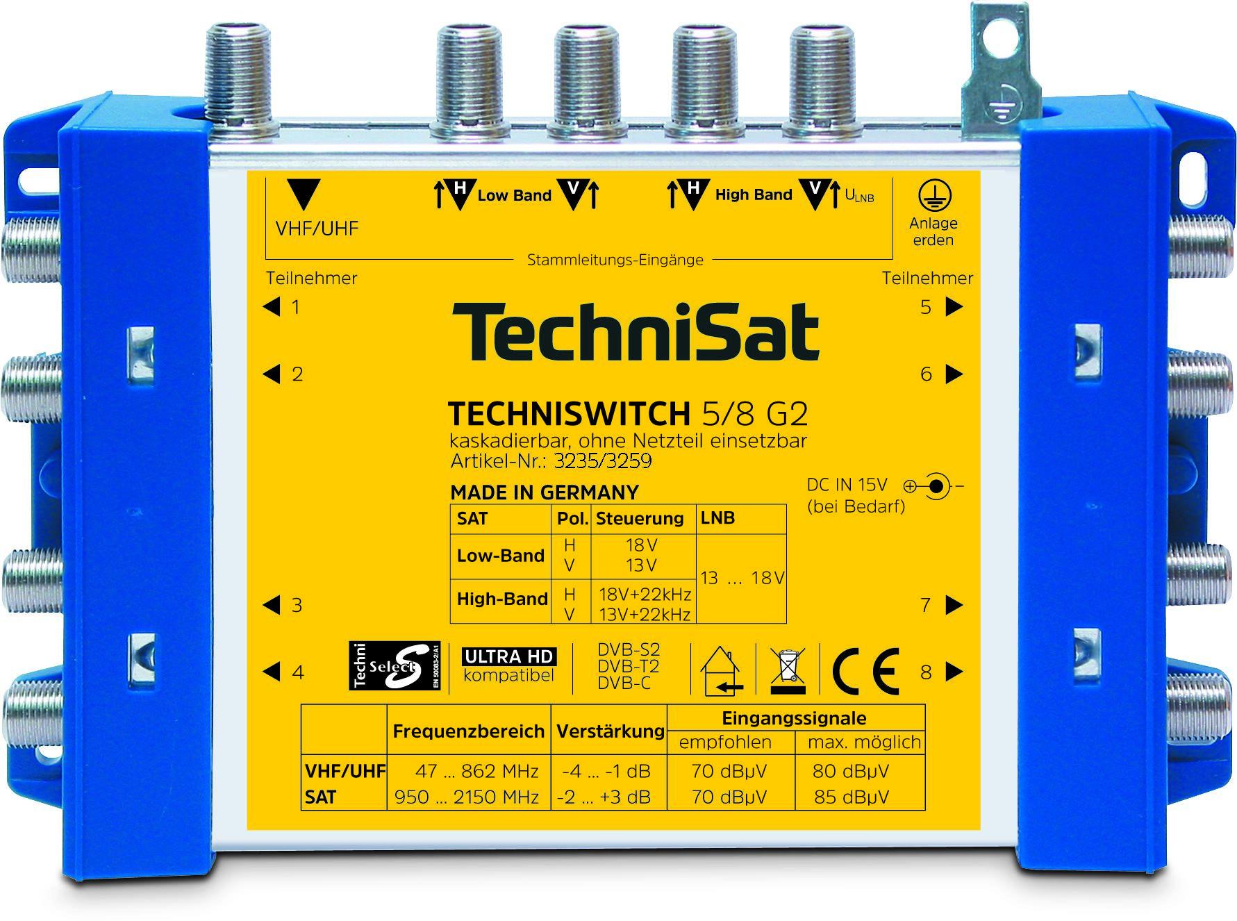 TECHNISWITCH 5/8 G2 DC-NT (Grundeinheit mit NT), blau/gelb