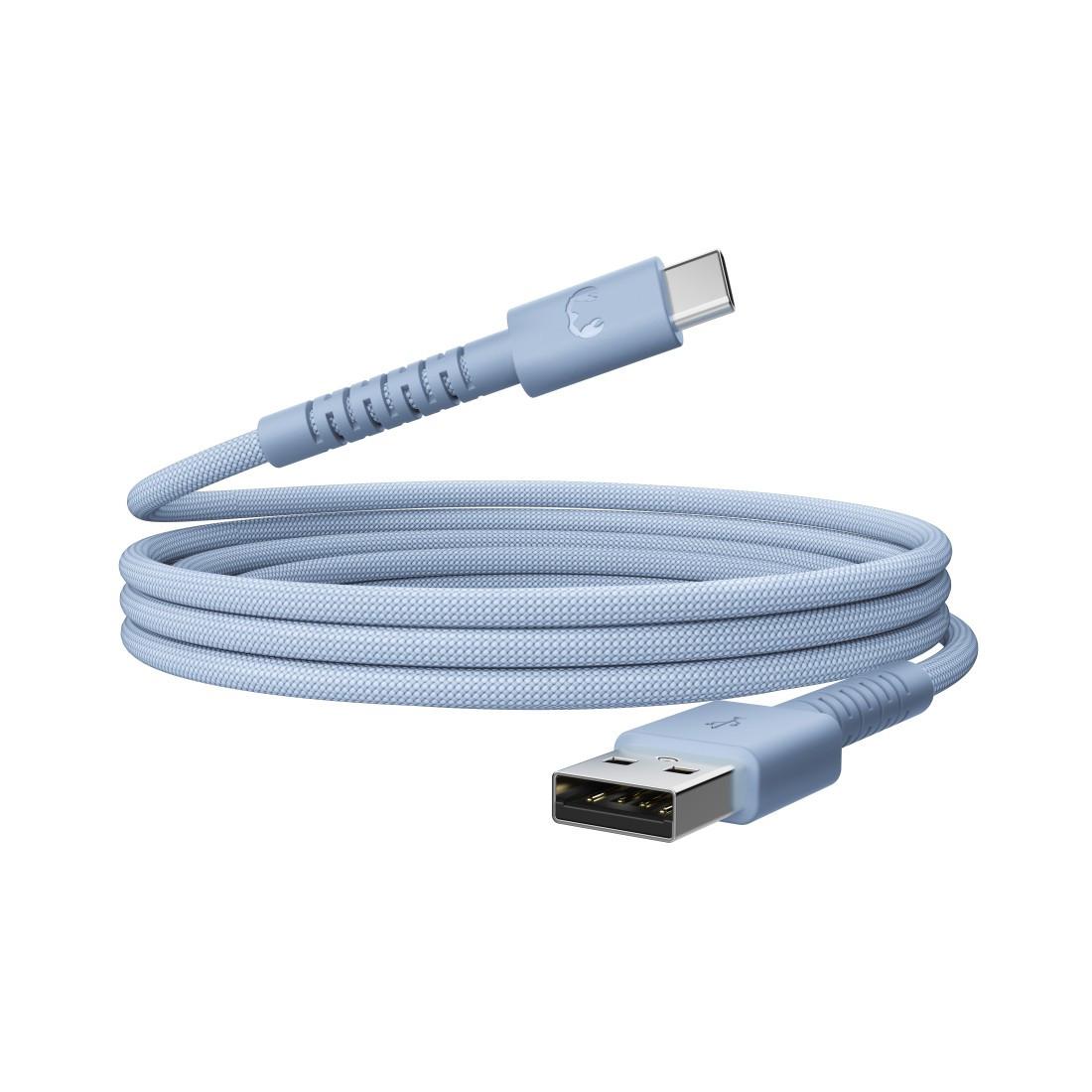 USB-A zu USB-C silikon geflochtenes Kabel"FlexWave" 2m, Vivid Blue (00231889)