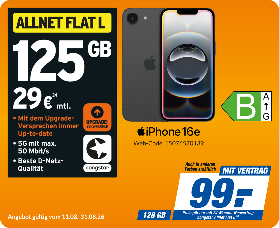 iPhone 16e mit Allnet Flat L für 99€!
