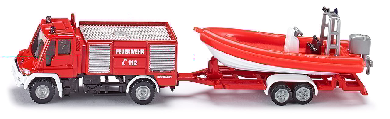 Modellauto Unimog Feuerwehr mit Boot 1636