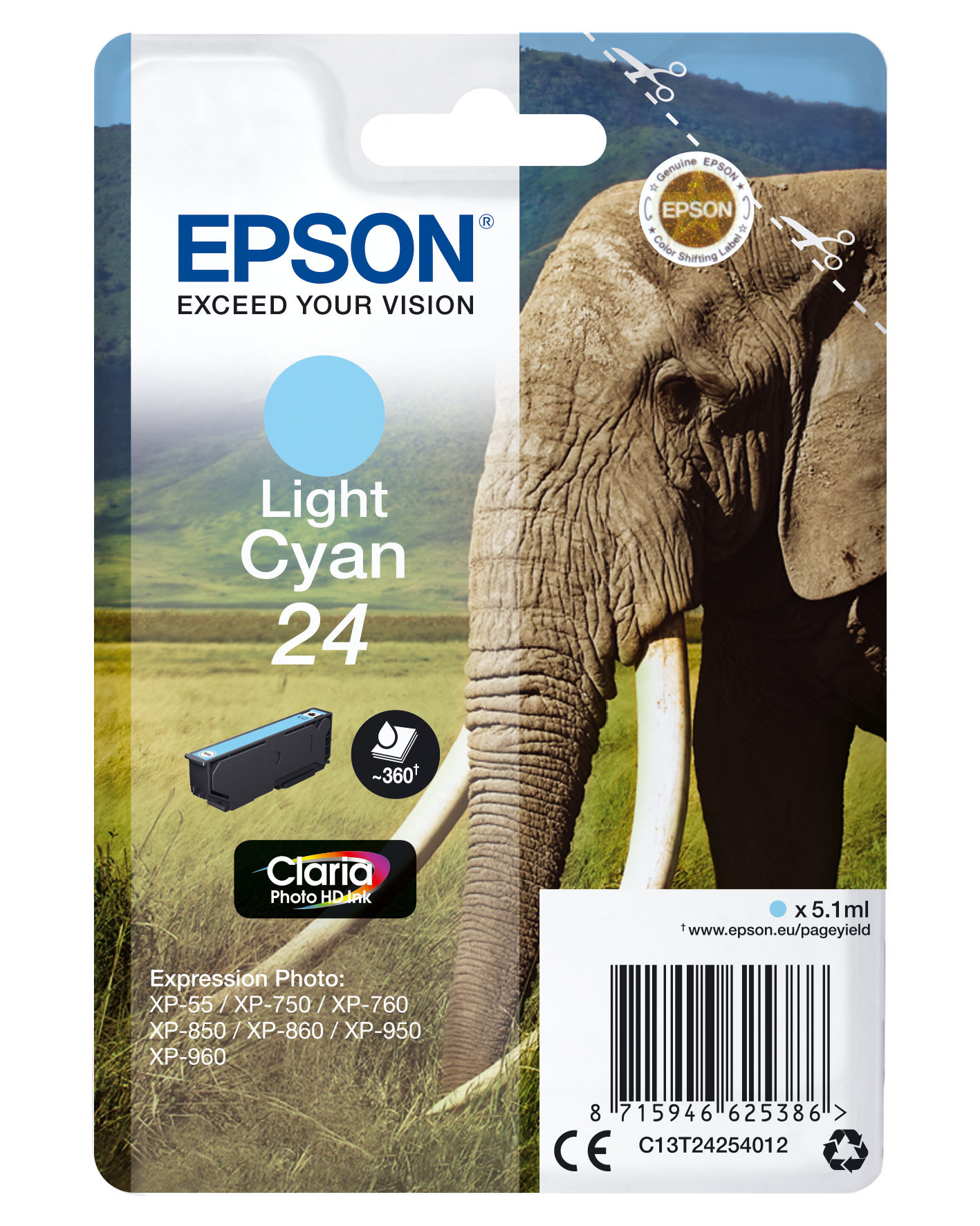 C13T24254012 Elefant light cyan Druckerpatrone
