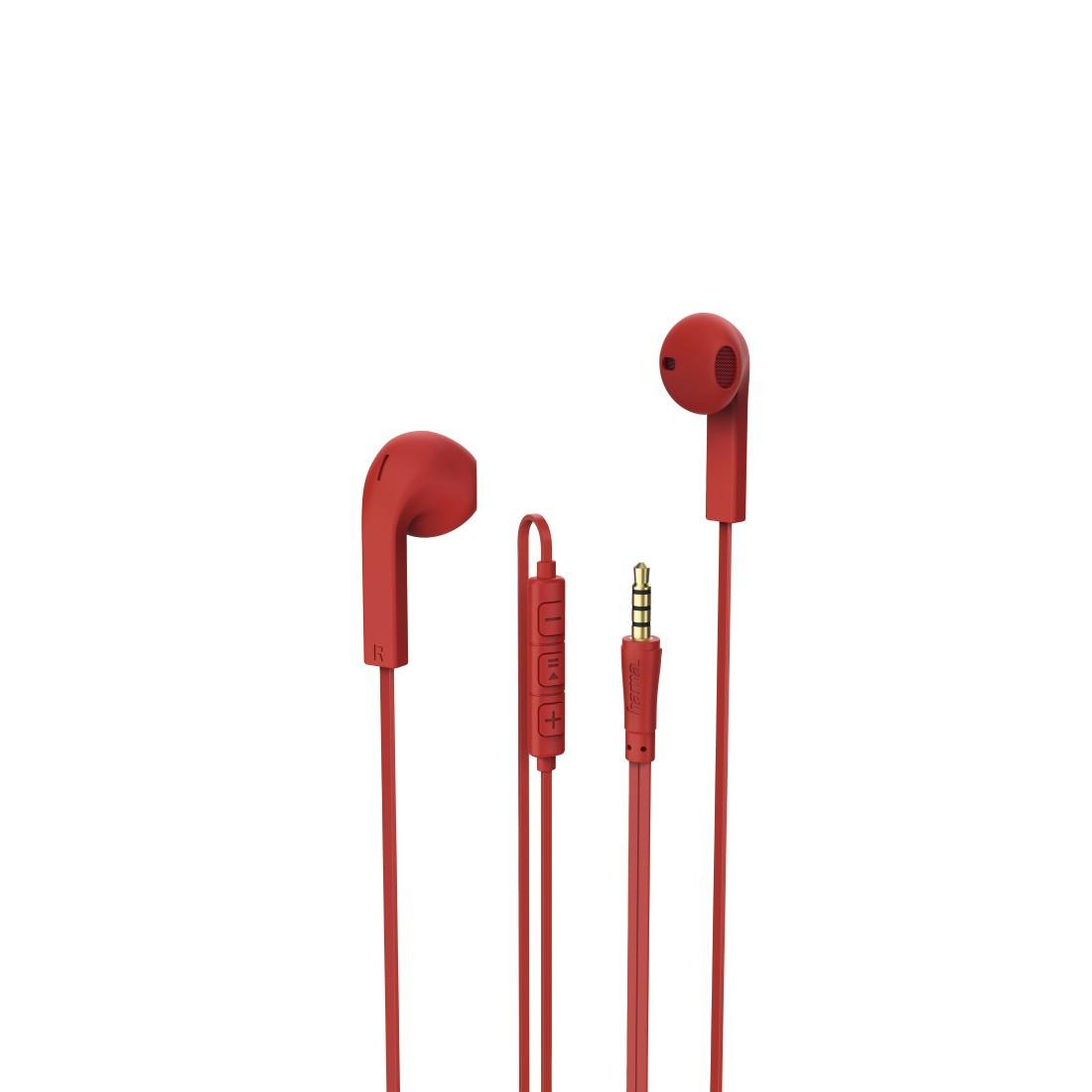 Kopfhörer "Advance", Earbuds, Mikrofon, Flachbandkabel, Rot (00184040)