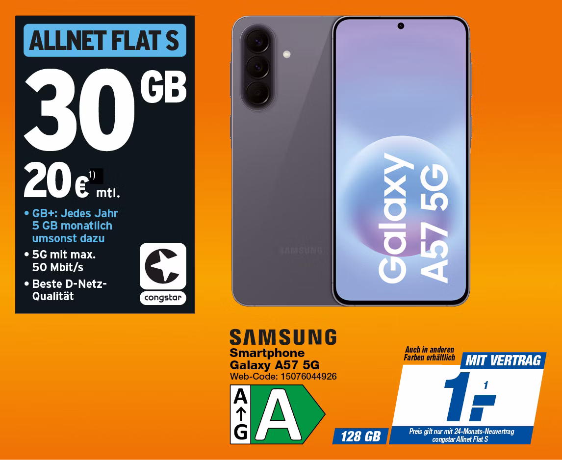 Samsung Galaxy A57 5G mit Congstar Allnet Flat S