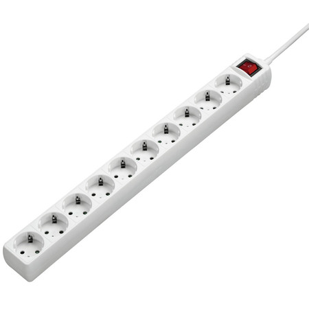 Steckdosenleiste 10-fach, 2-pol. Schalter, Weiß, 3 m (00137234)