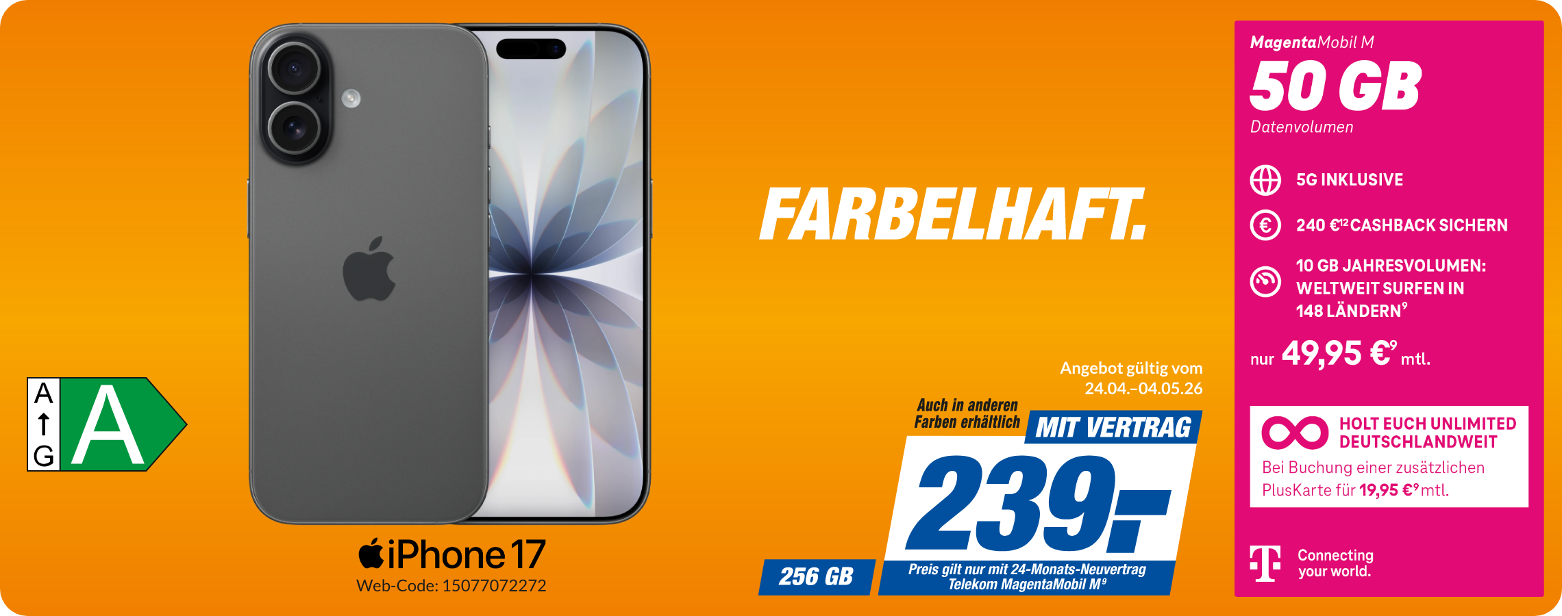 Apple iPhone 17 mit Magenta Mobil M für 539€!