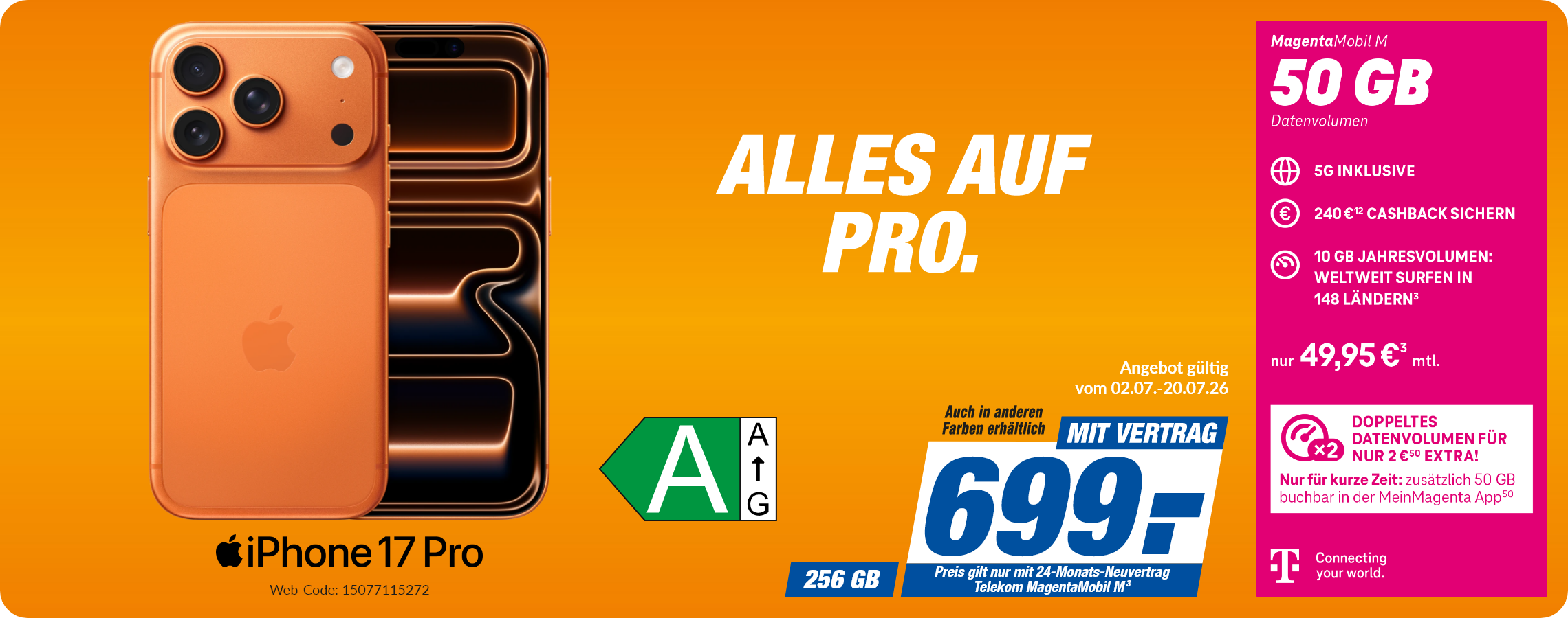 iPhone 17 Pro mit Magenta Mobil M für 699€!
