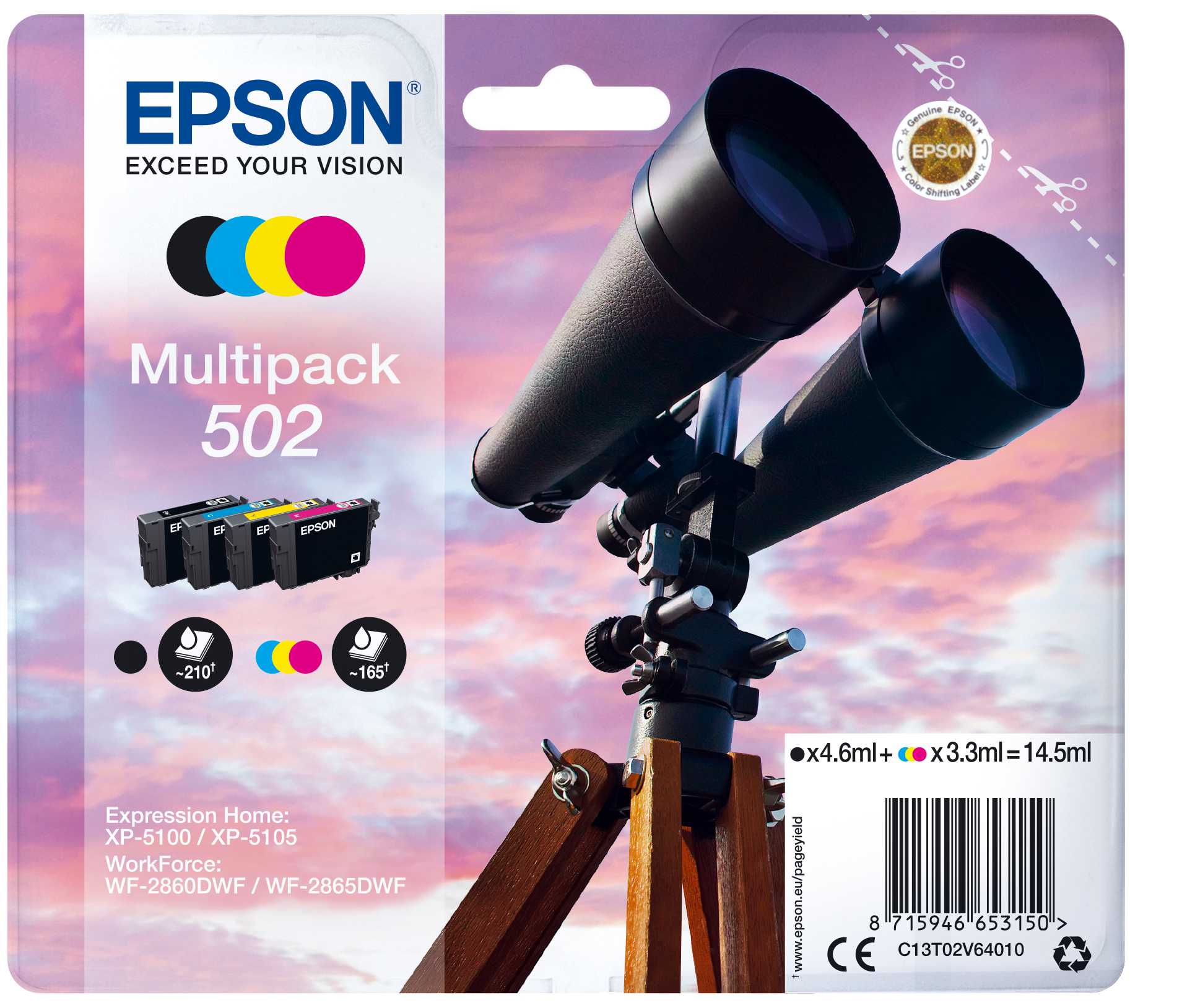 C13T02V64010 Fernglas CMYK MultiPack Druckerpatrone