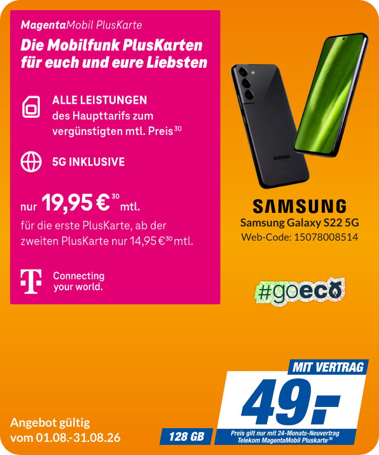Samsung S22 mit Pluskarte für 49€!