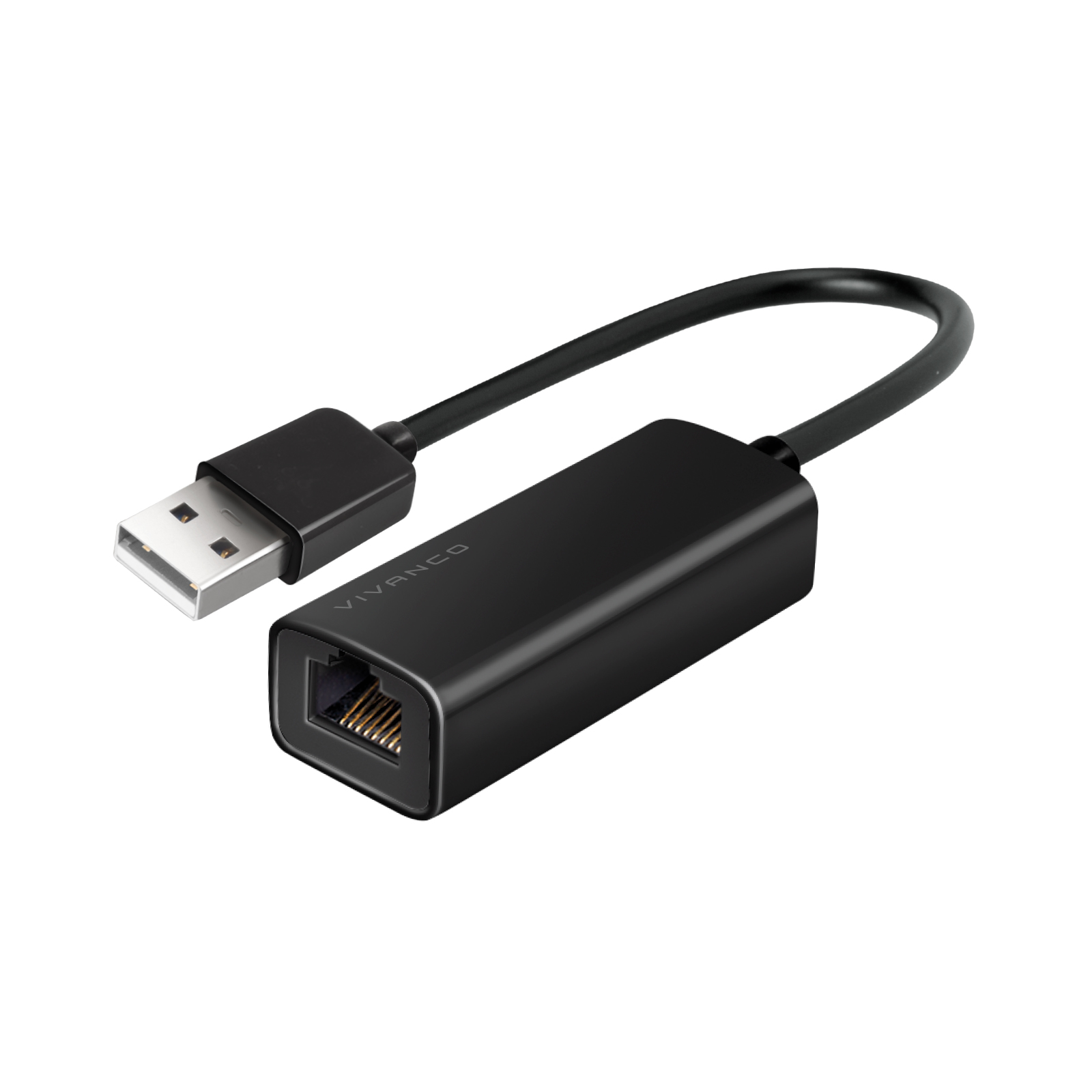 Kompakter USB-A LAN-Adapter 0,10 m, schwarz
