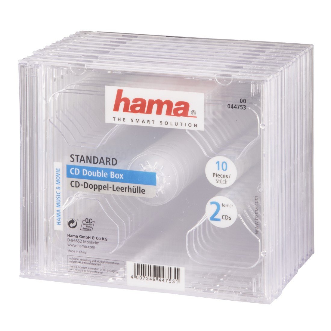 CD-Doppel-Leerhülle Standard, 10er-Pack, Transparent (00044753)