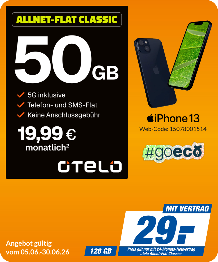 iPhone 13 mit Allnet Flat Classic für 29€!