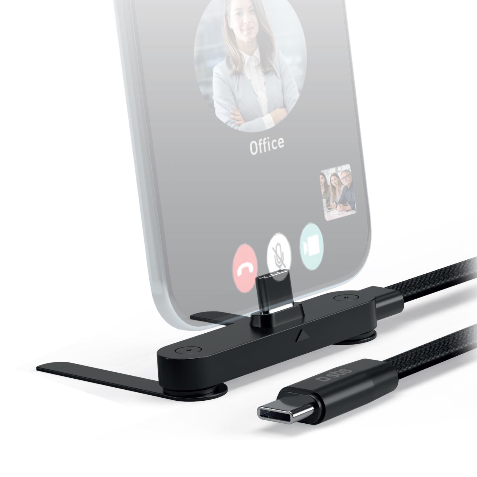 60W USB-C Lade- und Datenkabel mit Standfunktion, drehbaren Anschlüssen und geflochtener Ummantelung