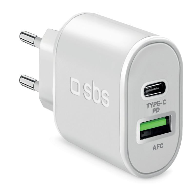 Schnellladegerät, 20 W, USB-A und USB-C, Weiß