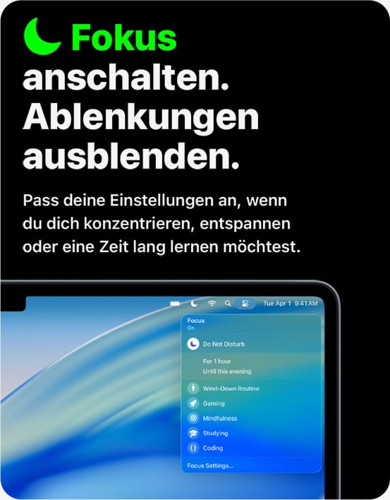 Fokus anschalten. Ablenkungen ausblenden.
