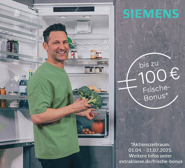 Sichere Dir bis zu 100 € Cashback auf neue Siemens Kühlgeräte!