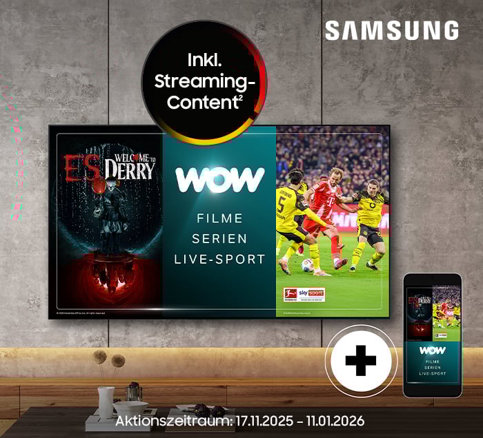 Jetzt Entertainment überall erleben Bis zu 12 Monate WOW und das Galaxy S25 FE inklusive.*