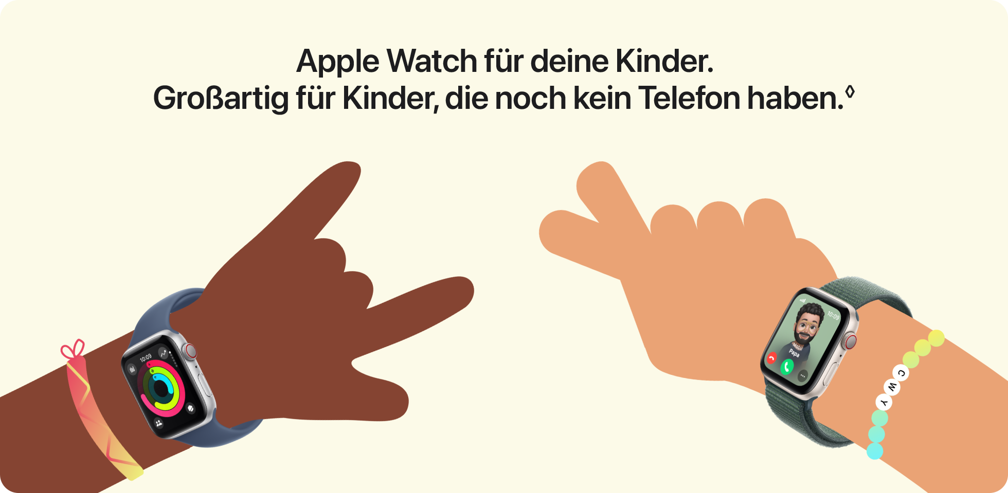 Apple Watch für deine Kinder. Großartig für Kinder, die noch kein Telefon haben. Apple Watch für deine Kinder. Großartig für Kinder, die noch kein Telefon haben.