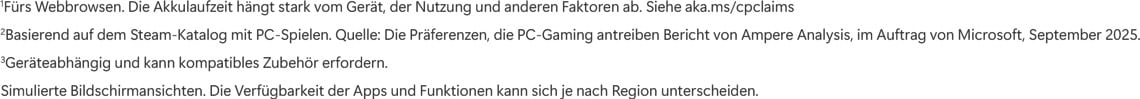 Fußnoten und rechtliche Hinweise zu Windows 11 und Copilot+ PCs