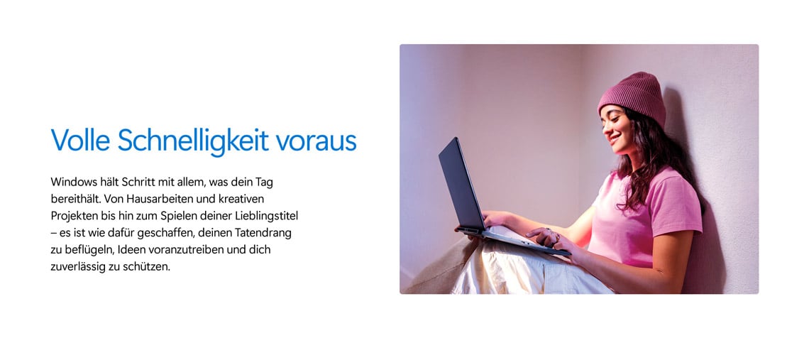 Person nutzt Laptop, mit Fokus auf schnelles Arbeiten und kreative Projekte