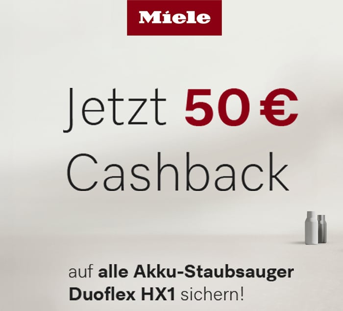 Jetzt 50 € Cashback auf alle Akku-Staubsauger Duoflex HX1!