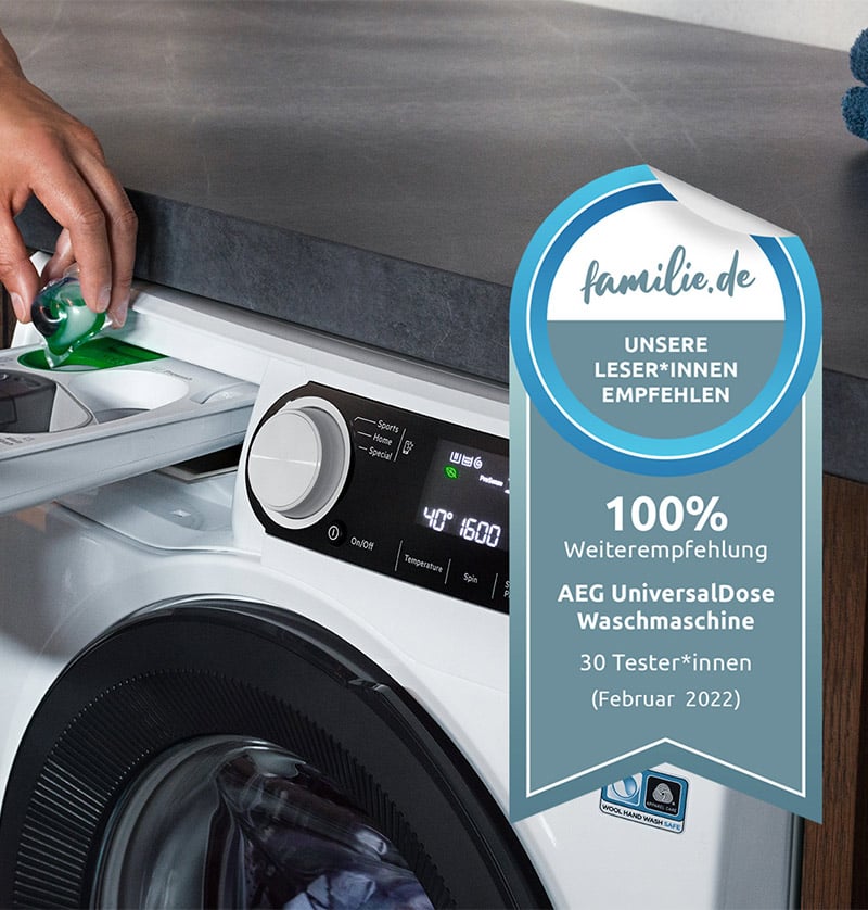 AEG WASCHMASCHINEN MIT EINZIGARTIGER UNIVERSALDOSE WASCHMITTELSCHUBLADE IM PRODUKTTEST