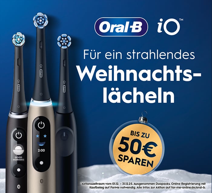 Oral-B Weihnachts-Aktion Sichere dir jetzt bis zu 50 € Cashback!