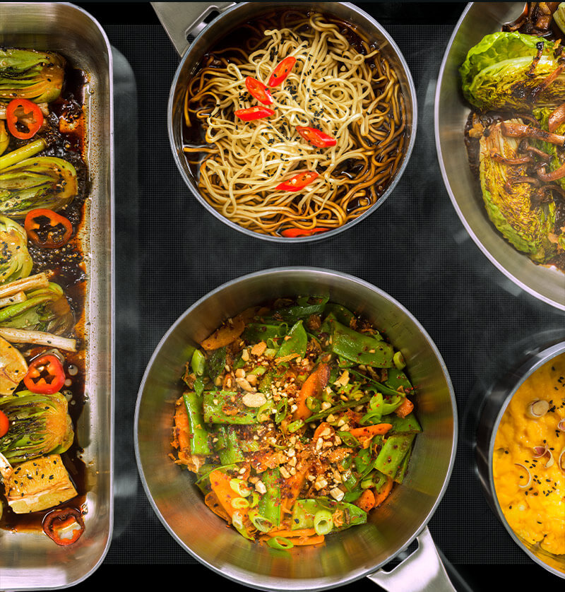 Einfach Kochgeschirr je-der Grösse und Form nut-zen