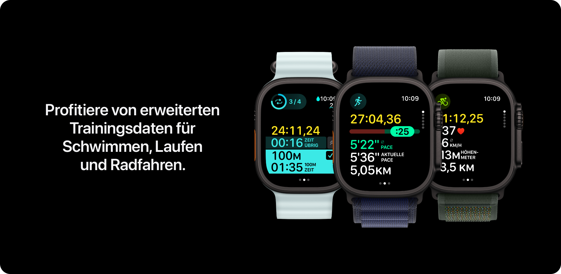 Profitiere von erweiterten Trainingsdaten für Schwimmen, Laufen und Radfahren. Profitiere von erweiterten Trainingsdaten für Schwimmen, Laufen und Radfahren.