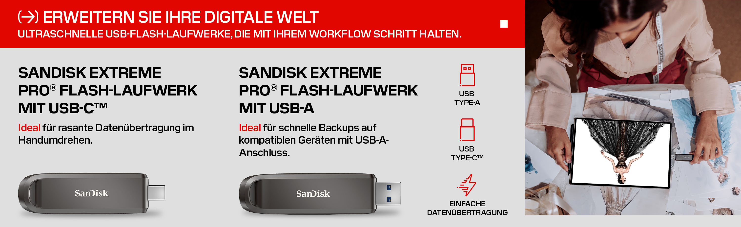 SanDisk Extreme PRO USB-Flash-Laufwerke mit USB-A und USB-C
