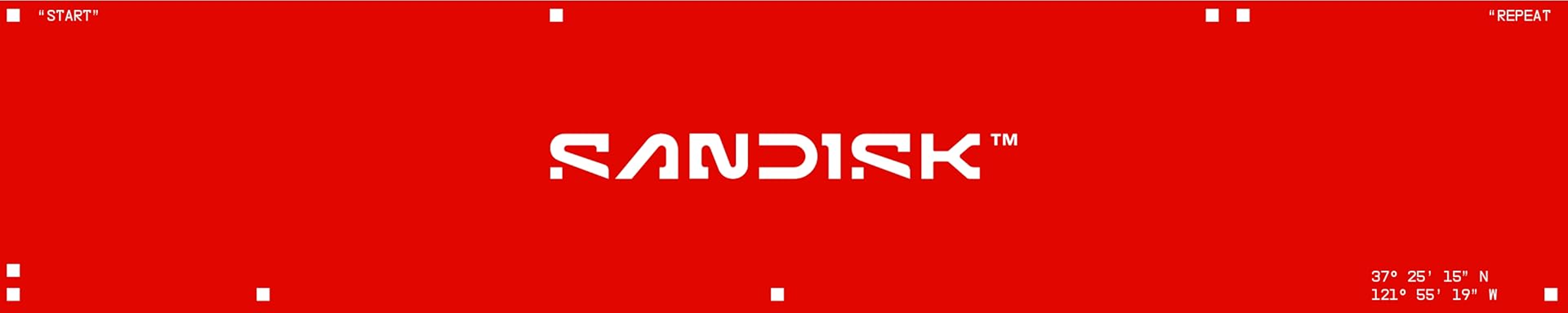 SanDisk Markenbanner mit rotem Hintergrund