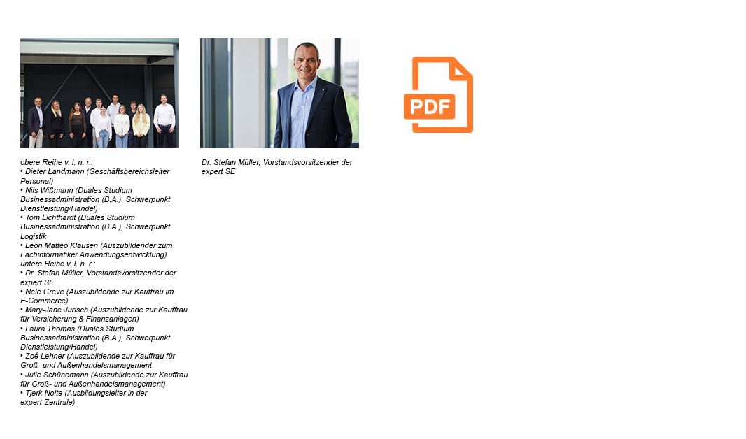 Pressematerial: Ausbildungsstart 2025: expert begrüßt acht neue Nachwuchskräfte in der Zentrale