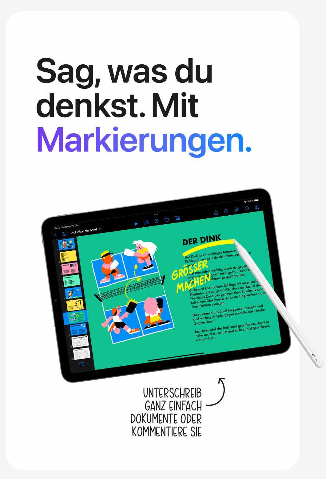 Sag, was du denkst. Mit Markierungen.