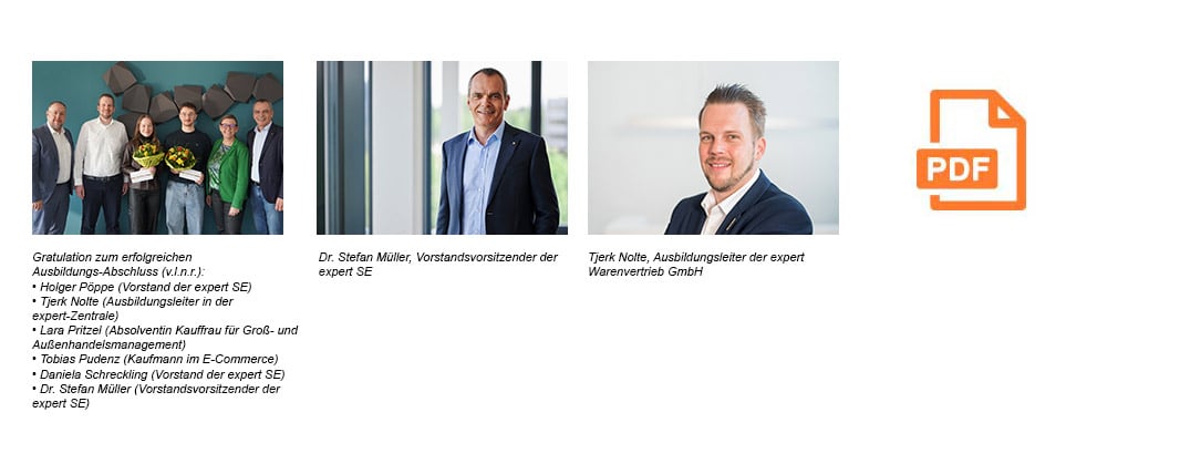 Pressematerial: Top-Leistungen bei expert: Zwei Nachwuchstalente glänzen und starten ihre Karriere im Unternehmen