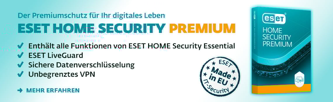 ESET Home Security Premium – Schutzsoftware mit VPN, LiveGuard und Datenverschlüsselung.