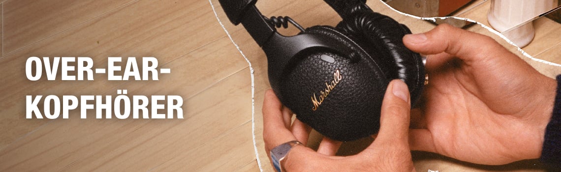 Banner "Over-Ear-Kopfhörer" + Marshall Over-Ear-Kopfhörern 