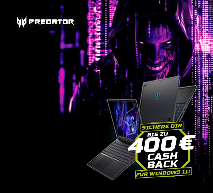Sicher Dir bis zu 400 € Cashback beim Kauf von ausgewählten Predator Gaming Notebooks!