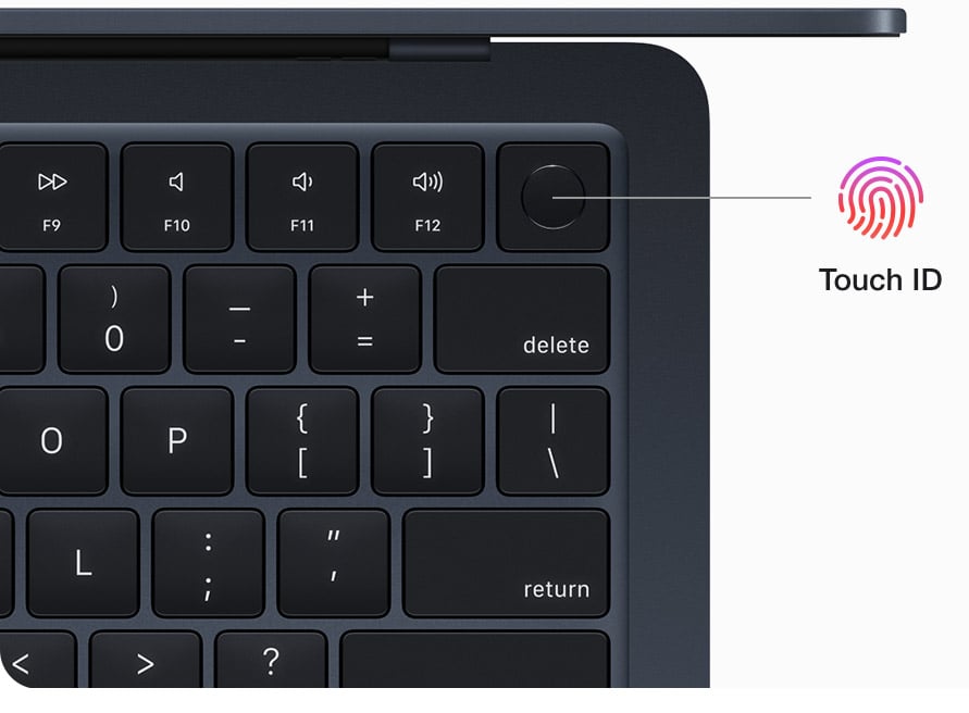 Beleuchtetes Magic Keyboard mit Touch ID.