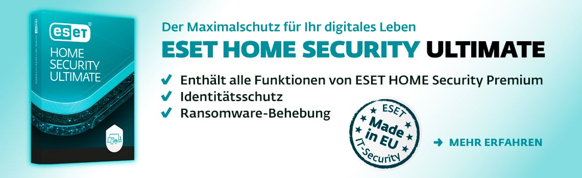 ESET Home Security Ultimate – Sicherheitssoftware mit Identitätsschutz und Ransomware-Behebung.
