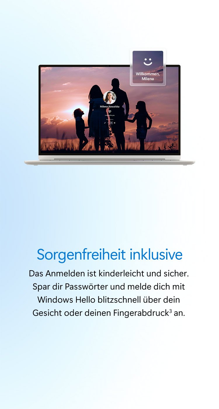 Sicheres Anmelden per Windows Hello mit Gesichtserkennung oder Fingerabdruck