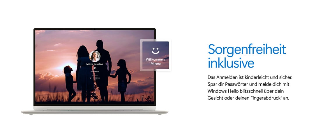 Sicheres Anmelden per Windows Hello mit Gesichtserkennung oder Fingerabdruck