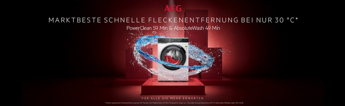 AEG | Marktbeste schnelle Fleckenentfernung bei nur 30°C*