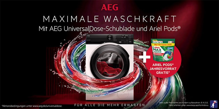 AEG | Maximale Waschkraft - Mit AEG UniversalDose-Schublade und Ariel Pods®