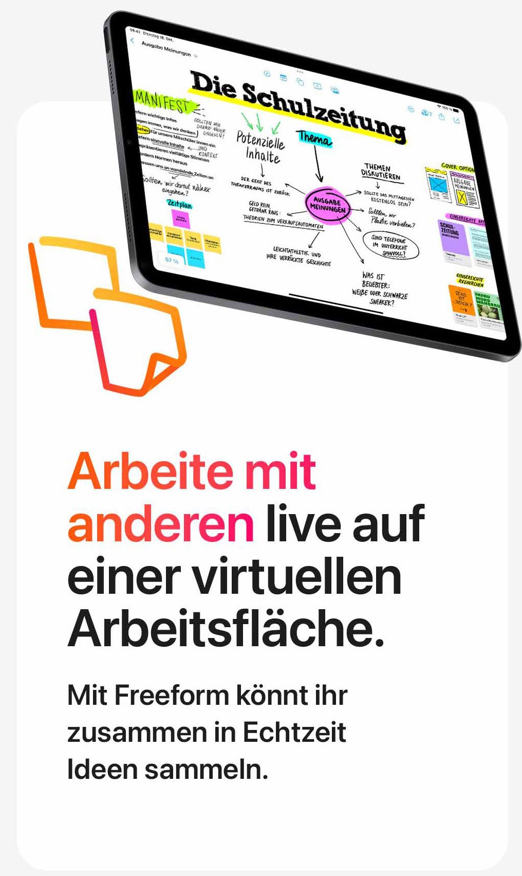 Arbeite mit anderen live auf einer virtuellen Arbeitsfläche.