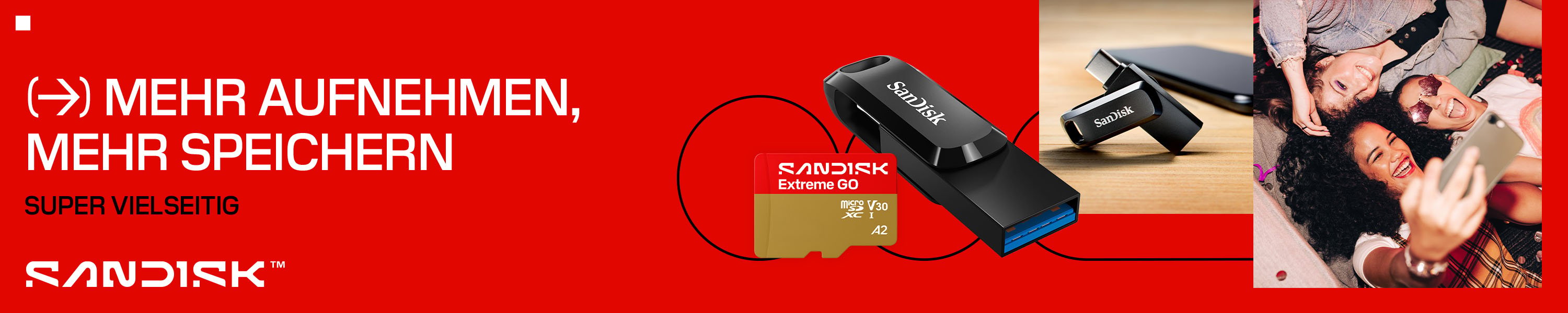 SanDisk mobiler Speicher für mehr Aufnahmen und Speicherplatz